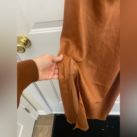 Women’s Meshki Bronze Halter Cutout Maxi Dress With Gold Detail Size Large - Picture 5 of 8